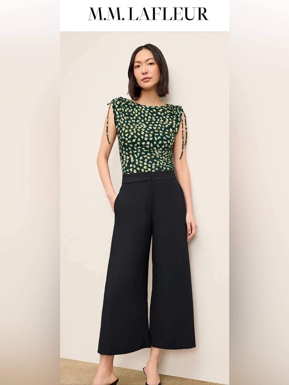 Women’s MM. LAFLEUR The Zhou Culotte - Eco Soft Wave Black Wide L Pants Size 8 - Picture 1 of 15